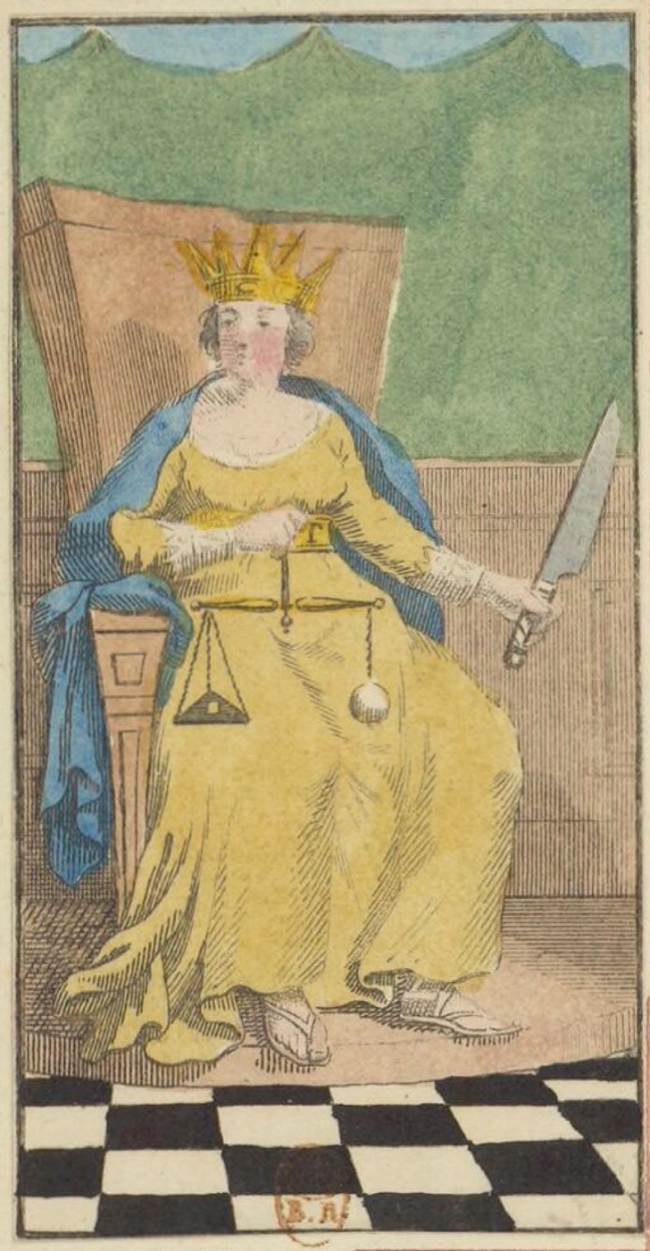 La Justice, card 09 in the Grand Etteilla I deck, circa 1789