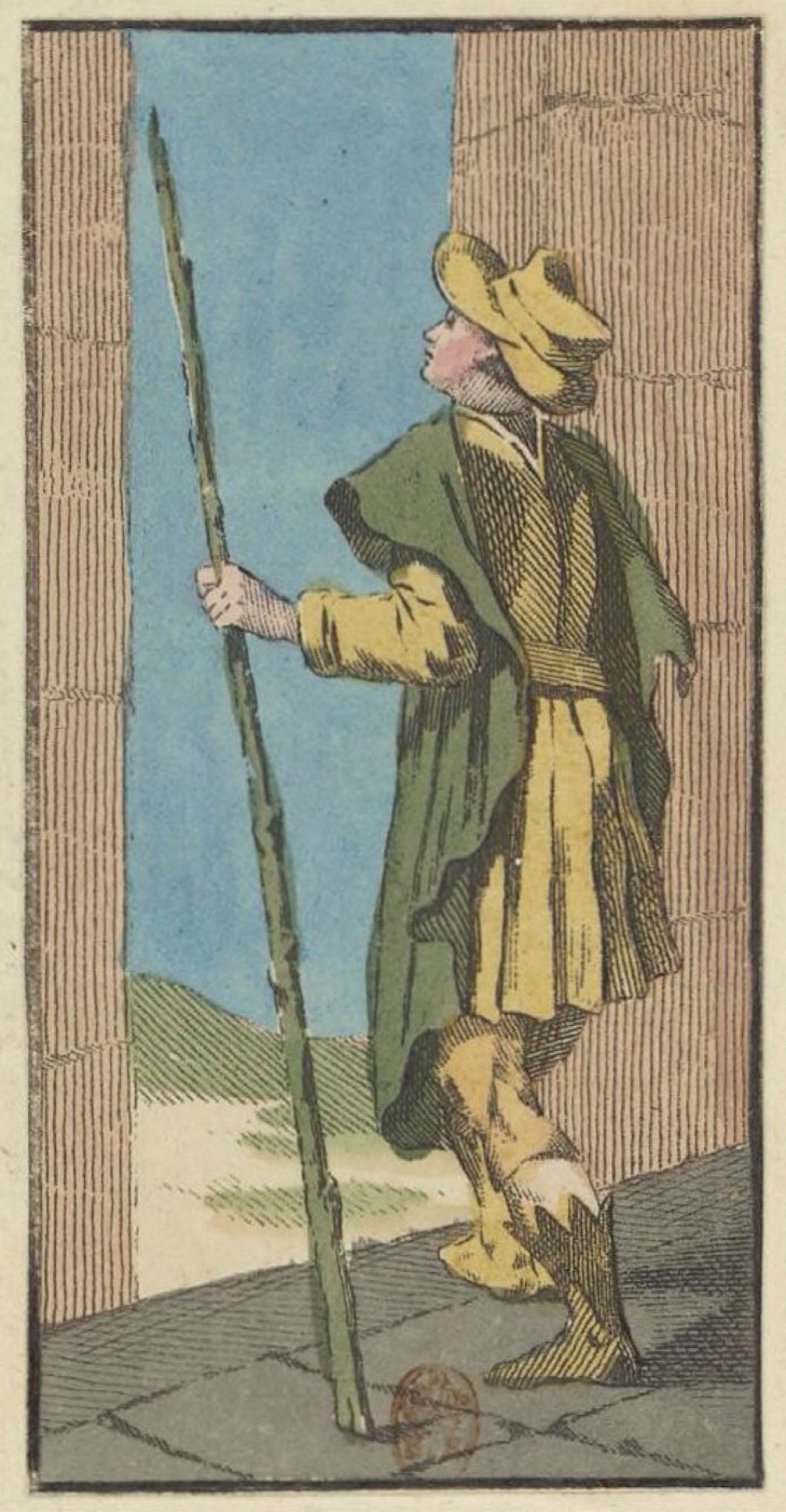 Valet of Wands, card 25 in the Grand Etteilla I deck, circa 1789