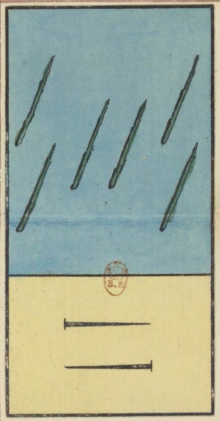 Six of Wands, card 30 in the Grand Etteilla I deck, circa 1789