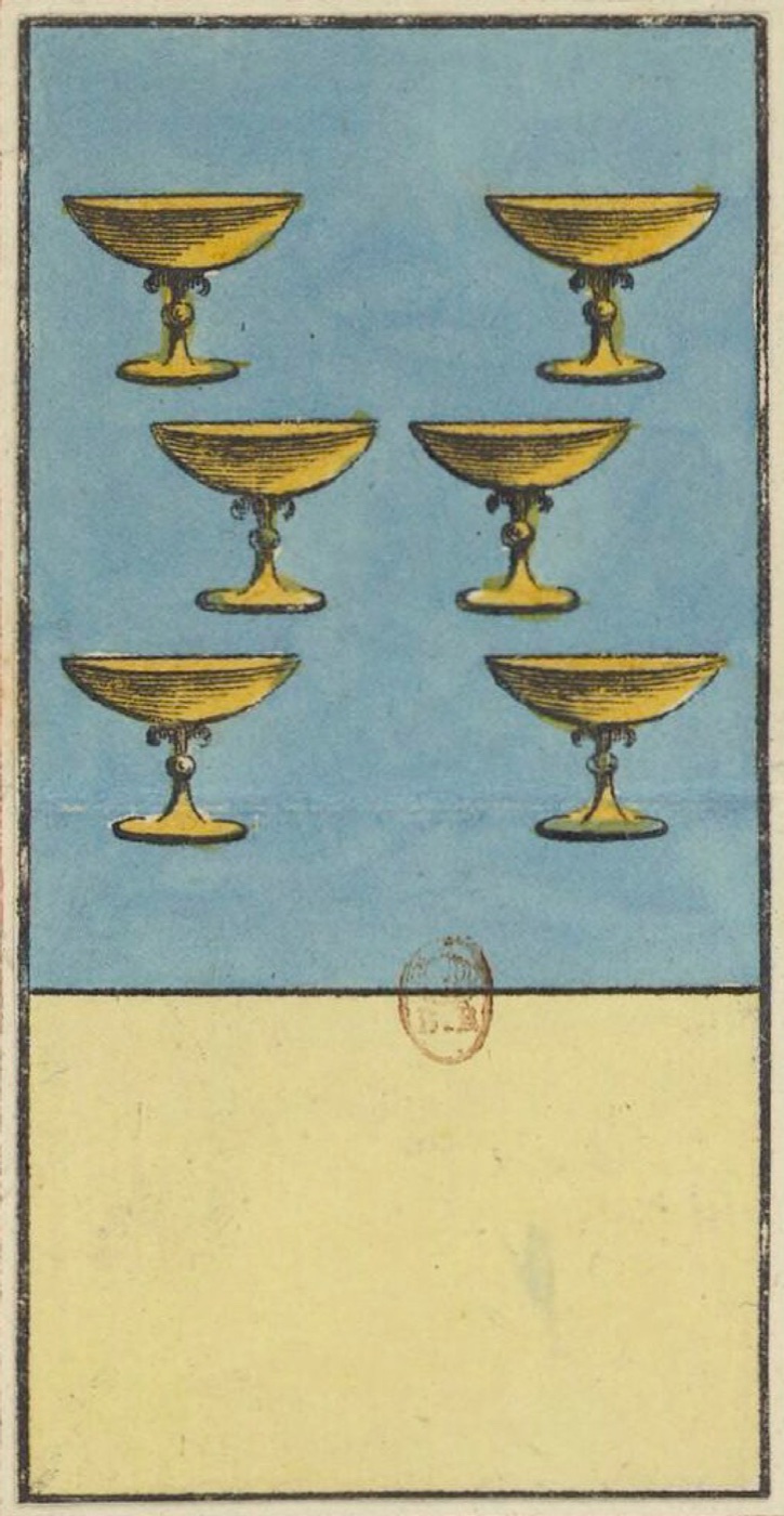 Six of Cups, card 44 in the Grand Etteilla I deck, circa 1789