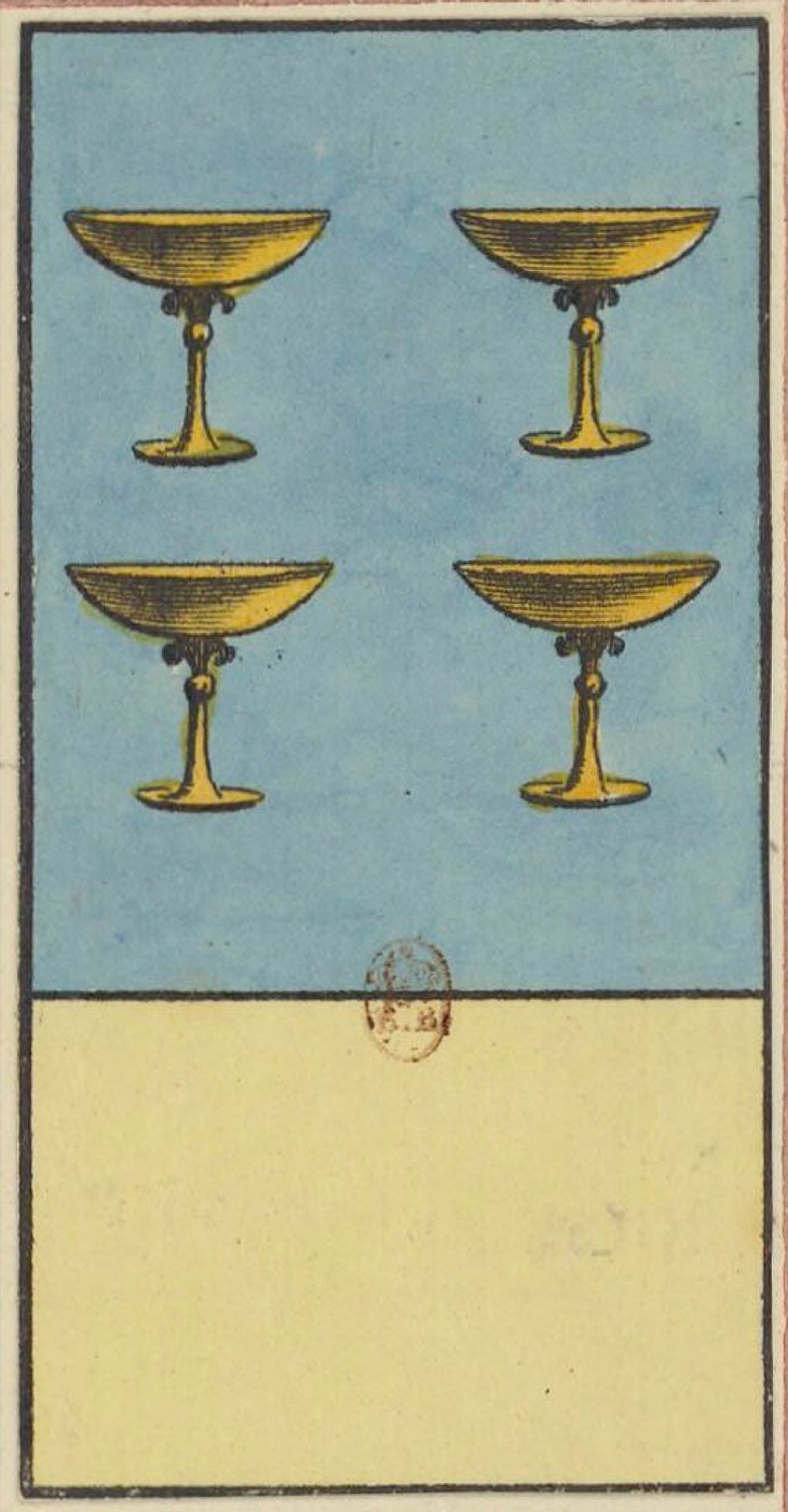 Four of Cups, card 46 in the Grand Etteilla I deck, circa 1789
