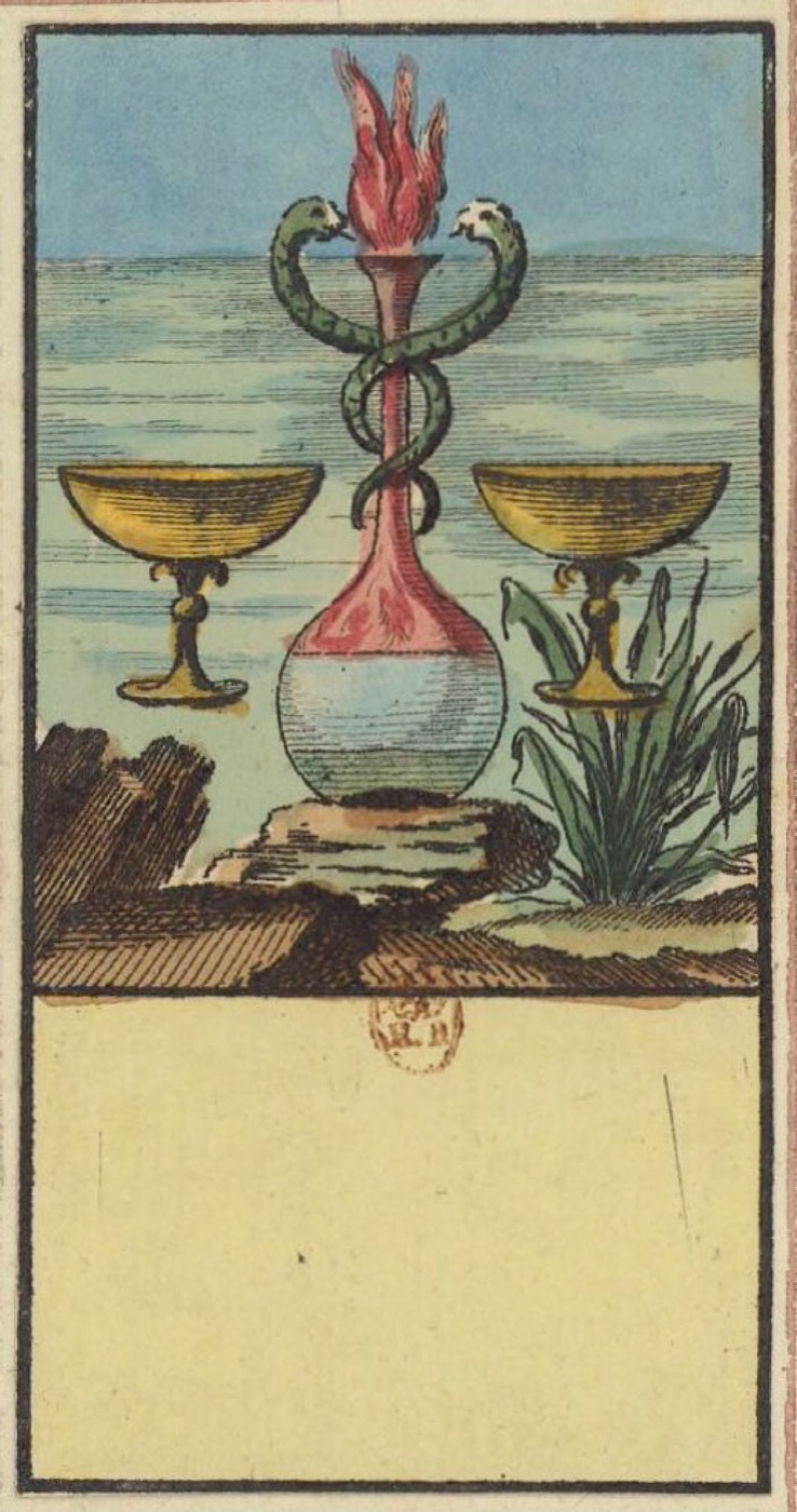 Two of Cups, card 48 in the Grand Etteilla I deck, circa 1789