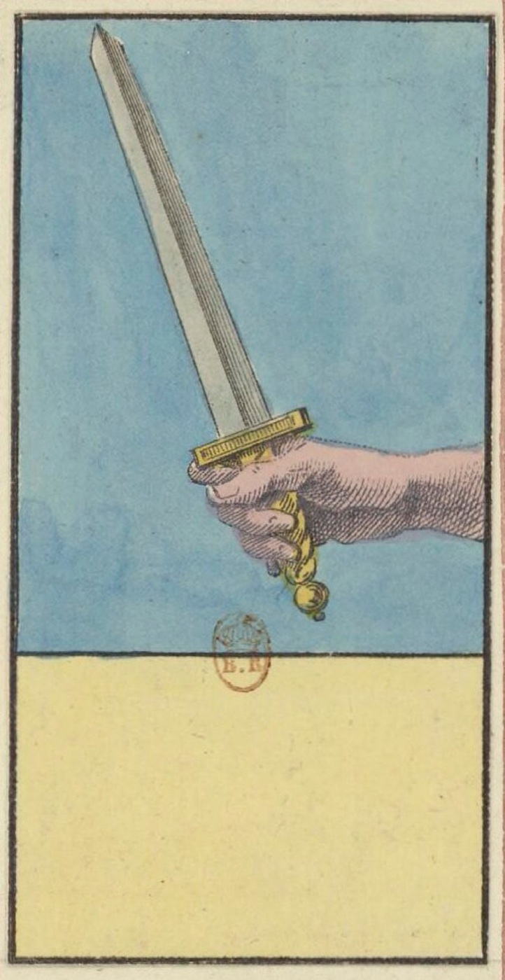 Ace of Swords, card 63 in the Grand Etteilla I deck, circa 1789