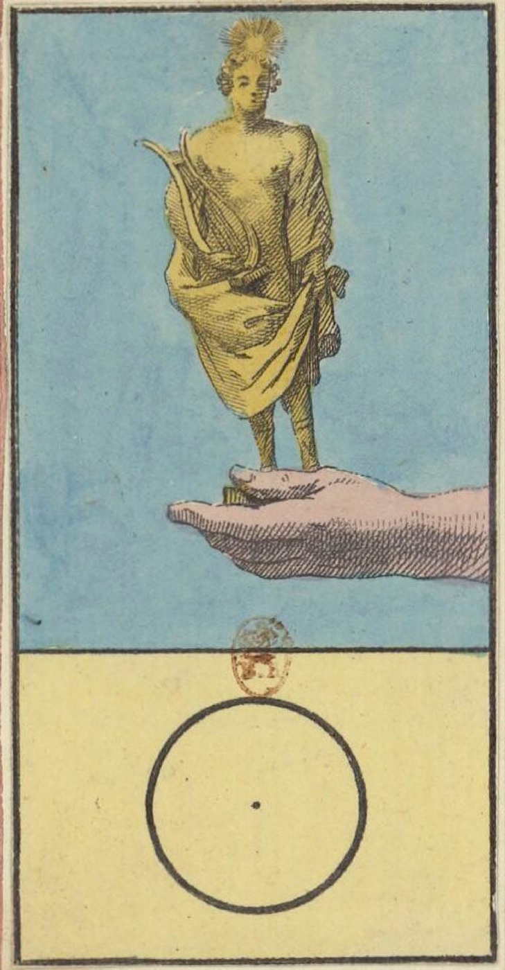 Ace of Coins, card 77 in the Grand Etteilla I deck, circa 1789